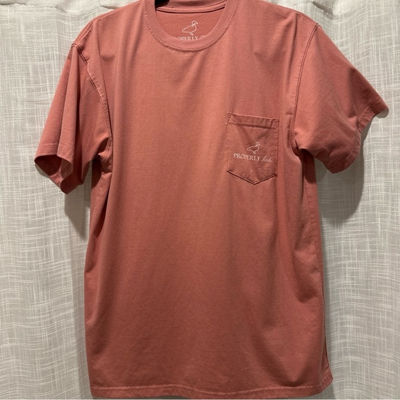 Properly Tied Mens MOyster Tray T Shirt Salmon 100% Pima Cotton Front Pocket - Picture 4 of 7